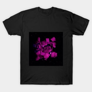 Cube Explosion Space Art Purple T-Shirt